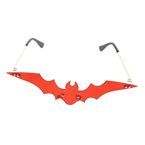 Produktbild: PACKOVE 1stk Fledermaus Brille Randlose Sonnenbrille Party-fledermaus-sonnenbrille Sonnenbrille Für Kinder Damen-sonnenbrille Randlose Flamme-sonnenbrille Neuheit Brille Metall Gläser Rot