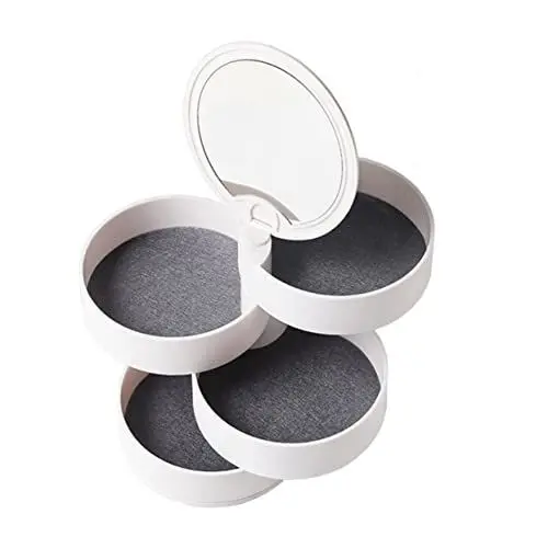 Produktbild: PACKOVE Modische Kunststoff-schmuckschatulle Mit Drehbarem Spiegeldeckel Ohrring- Halsketten- Und Armband-organizer Aufbewahrungsbox