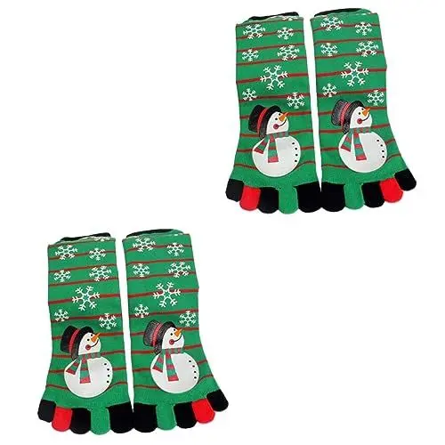 Produktbild: 2 Paar Einzigartige Zehensocken Mit Schneemann-design Weihnachtssocken Sockengröße Für Männer Und Frauen
