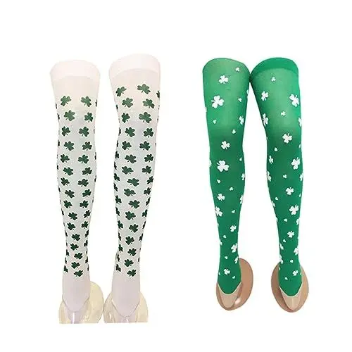 Produktbild: PACKOVE 2 Paar Overknee-strümpfe Oberschenkelhohe Lange Schlauchsocke Irische Strümpfe Irish Festival Schlauchsocke St. Paddys Day Socke Kniestrümpfe Männer Und Frauen Warm Halten Trick