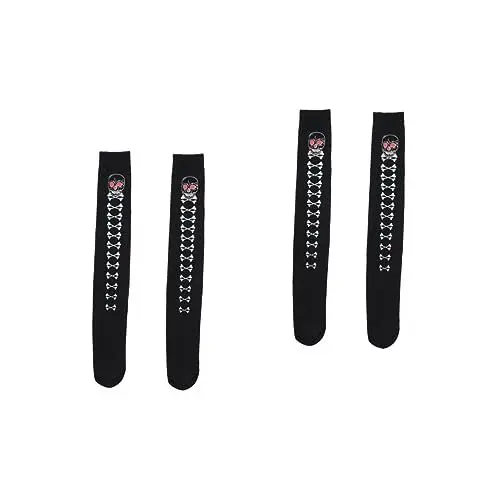 Produktbild: PACKOVE 2 Paar Schädel-schädel-strümpfe Halloween-kostümzubehör Zubehör Für Halloween-cosplay-kostüme Cosplay Langer Strumpf Socken Knielange Strümpfe Für Halloween Kniestrümpfe Frau