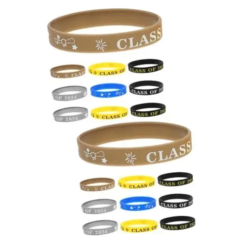 Produktbild: PACKOVE 2 Sätze Abschlussfeier Armband Handketten Kombinationen Armbänder Dekoratives Handgelenkband Silikonarmband Silikonarmband Der Klasse 2024 Dekoratives 12 Stück * 2