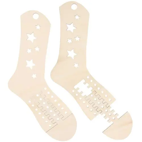 Produktbild: PACKOVE 2 Stück Hölzerne Sockenblocker Verstellbare Sockenstrickblocker Stricken Häkeln Strümpfe Präsentationsformen Stricksockenform-Strecken Zum Stricken Von Socken B