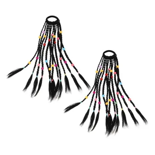 Produktbild: PACKOVE 2st Dreadlocks Handgeflochtenes Haar Geflochtene Haarverlängerungen Regenbogen Geflochtene Perücke Gerade Wrap-Around-haarverlängerungen Kunsthaarverlängerung Hochtemperaturdraht