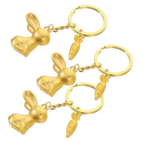 Produktbild: PACKOVE 3St Hase Schlüsselanhänger Feng-Shui-Schlüsselanhänger Kinder schlüsselanhänger goldene Geldbörse Golddekor schöner Hasen-Schlüsselanhänger Cartoon-Kaninchen-Schlüsselanhänger Tier