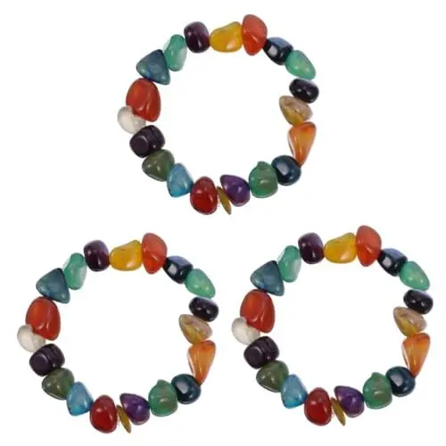 Produktbild: PACKOVE 3St buntes Steinarmband Meditation Karneol Edelstein-Handseil Edelsteinschmuck irregulär armschlinge Achat Handseil Achat Schmuck Yoga Handschlaufe Zubehör Fräulein Naturstein