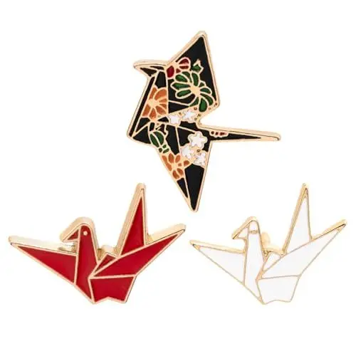 Produktbild: PACKOVE 3St geometrische Metallbrosche Origami- kreative Brustnadel Kleidung Brustklammer Brosche aus Legierung Strasssteine Stift Brustclip schmücken Fräulein Papierkran