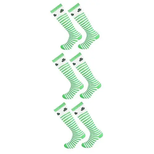 Produktbild: PACKOVE 3 Paare Irische Strümpfe Patricks Mittelschlauchsocken Oberschenkelhohe Strümpfe Kleeblatt-overknee-strümpfe Klee Socken St. Patricks Day Strümpfe Polyester Winter Dekorationen