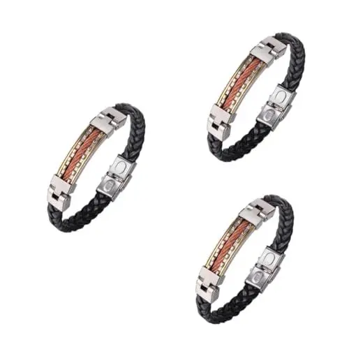 Produktbild: PACKOVE 3st Modisches Armband Herren Armband Metallarmband Für Männer Sportarmband Verstellbares Armband Kreuz Armband Geflochtenes Armband Herren Mann Rostfreier Stahl Rohstoffe