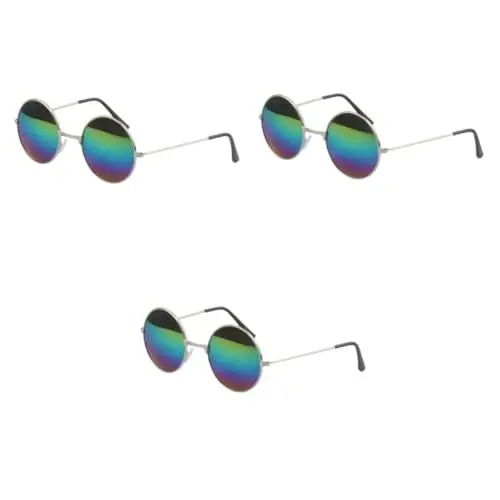 Produktbild: PACKOVE 3st Sonnenbrille Mit Klarer Sicht Retro-brille Reflektierend Sonnenbrille Zum Autofahren Sonnenbrille Mit Rundem Gestell Sonnenbrille Rund Prinz Spiegel Metall Männer Und Frauen