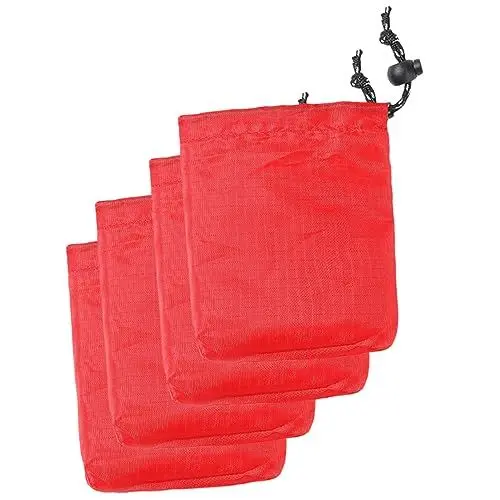 Produktbild: PACKOVE 4 Stück Camping-Taschen Beutel Mit Kordelzug Aus Nylon Outdoor-aufbewahrungstaschen Kleine Outdoor-Tasche Essteller Aus Emaille Tasche Mit Kordelzug Polyester Rot Hängend Reisen