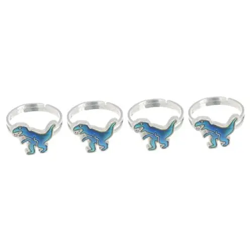Produktbild: PACKOVE 4 Stück Dinosaurier-Farbwechselring Ringe für Frauen Stimmungsringe formen Kinder Cartoon Stimmungsring Gefühlsring verstellbare Ringe für Damen niedlich weiblicher Ring Epoxid