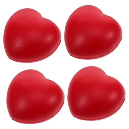 Produktbild: PACKOVE 4 Stück Griffball stress balls fingerkraft trainer hand training handmuskeltrainer Handkrafttraining Herz-Stress-Bälle Übung Quetschball für Handkraft Trainingsausrüstung PVC rot