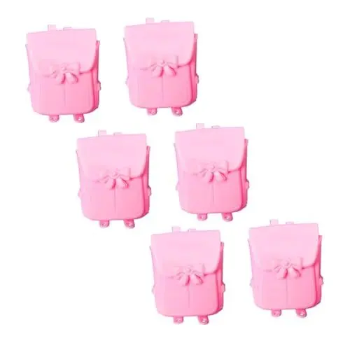 Produktbild: PACKOVE 6st Rosa Rucksack Zubehör Für Puppenhäuser Rucksack Mini Kleines Modell Spielzeug Rosa Mini-rucksack Rosa Rucksäcke Bling Modelle Puppenhaus Puppe Mikroszene Pvc