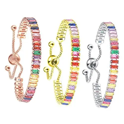 Produktbild: PACKOVE 3stücke Strass-armband Für Damen Verstellbares Kristallarmband Handgelenk-schmuck Schmuckarmband Für Frauen Und Mädchen
