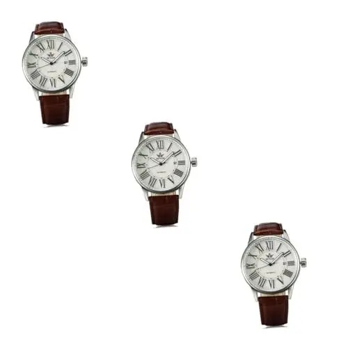 Produktbild: PACKOVE Automatikuhr 3St mechanische automatische Armbanduhr automatische en Herrenuhren mechanische Herrenuhr automatische mechanische uhr Kalender Anschauen Rom Mann Weiß