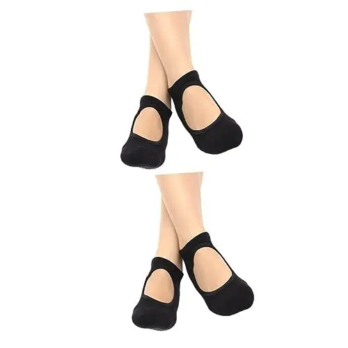 Produktbild: PACKOVE 2paare Yoga Socken Für Damen Rutschfeste Grip Socken Schwarz Für Fitness Yoga Und Ballett Pro Packung
