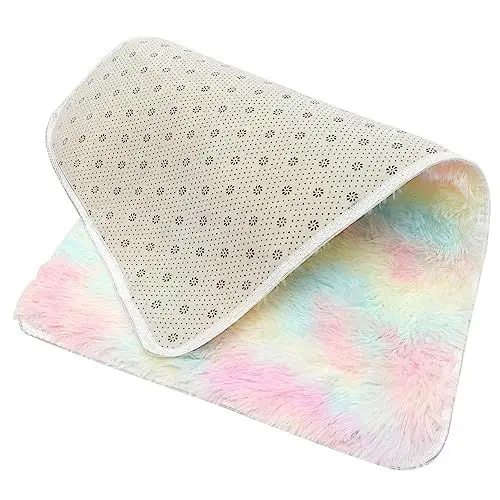Produktbild: PACKOVE Batik-Teppich Mit Farbverlauf Bodenteppiche Zottelige Teppiche Bettvorleger Hochflor-Teppich Plüschteppich Kawaii-Teppich Rosa Teppich Haushalt Kind Bettdecke Polyester (Polyester)