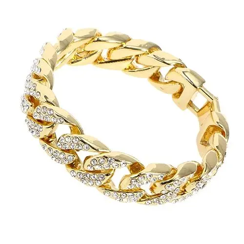 Produktbild: PACKOVE Herrenarmbänder Edelstahlarmband Edelstahlarmbänder für Männer Herrenkette Tennisarmbänder Schmuck armschlinge Hip-Hop-Goldketten Goldarmbänder für Männer vergoldet Halskette Mann