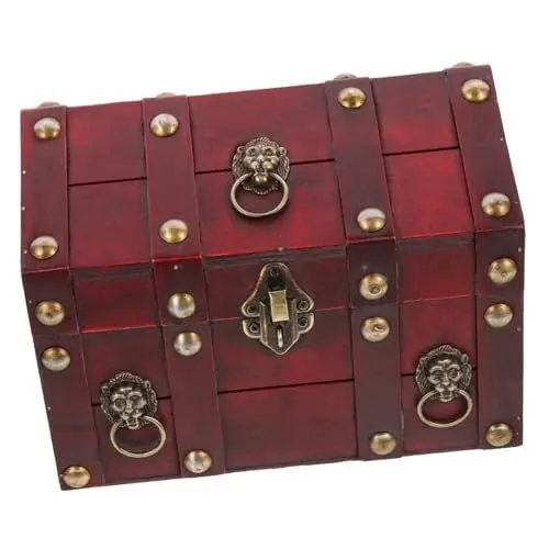 Produktbild: PACKOVE Kasten Aufbewahrungsbox aus Holz Bastelkiste Holz Edelstein-Schmuckkästchen Kind Vorratsbehälter Foto-Requisite Aufbewahrungsbox für Schmuck Pirat Souvenir-Box dekoratives Holz