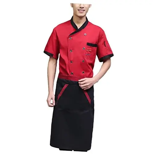 Produktbild: PACKOVE Kochjacke Für Herren Kurzarm-kochmantel Weiße Kochjacke Roter Kochmantel Schwarze Hemden Für Männer Mäntel Für Chefköche Japanische Kochuniform Werkzeuge Männer Und Frauen Haupt