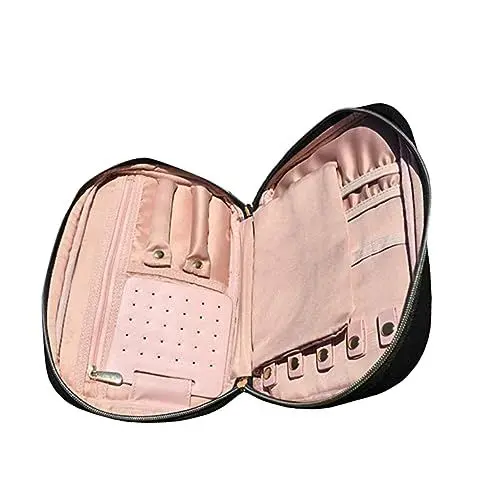 Produktbild: PACKOVE Multifunktionale Reise Schmuck Aufbewahrungstasche Schwarz Tragbare Organizer Box Größe M Für Schmuck Kosmetik Und Accessoires Ideal Für Handtaschen Und Unterwegs