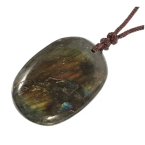 Produktbild: PACKOVE Natürlicher Edelsteinschmuck Wohnkultur Edelstein-halskette Halsband Glückskette Edelsteinanhänger Halskette Aus Naturstein Hängendes Ornament Aus Stein Labradorit Zubehör Kristall