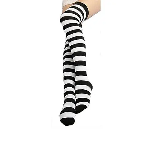 Produktbild: PACKOVE Gestreifte Kniestrümpfe Für Damen Aus Bequem Und Langlebig Ideal Für Karneval Fasching Und Cosplay Ein Paar