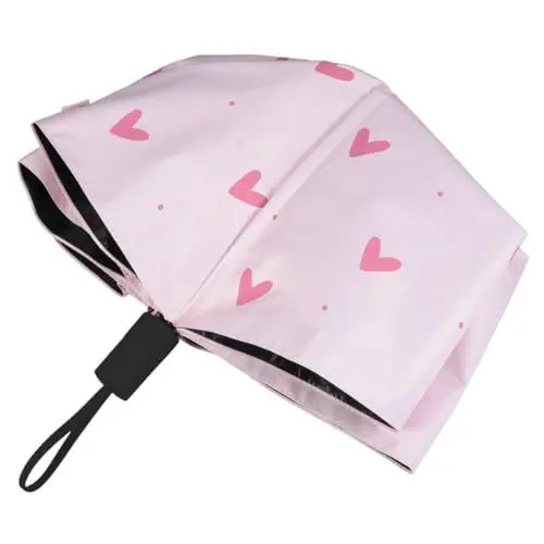 Produktbild: PACKOVE Faltbarer Mit Herzmuster UV Beständiger Und Praktischer Regenschirm Für Reisen Und Den Außenbereich Pink