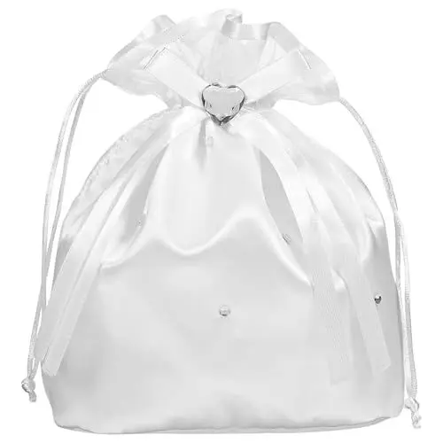 Produktbild: PACKOVE Weiße Satintasche Für Brautjungfern Brauttasche Blumen-brauttasche Brautjungferntasche Größe 21 X 22 Cm