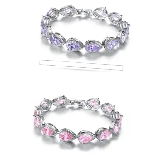 Produktbild: PACKOVE Schmuck Geburtsstein Armband Geburtsstein Armbänder Quarzarmband Glänzendes Armband Frauen Kristall Armband Zirkon Armband Schönes Armband Bling Armband Elastisch Fräulein Zubehör