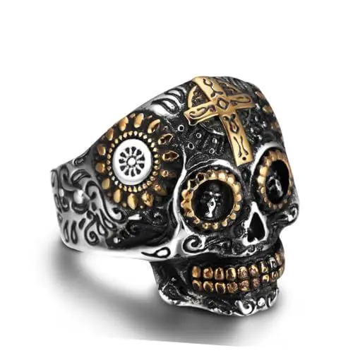 Produktbild: PACKOVE Retro Skull Ring Mit Kreuzdesign Lustiger Halloween-ring Aus Hochwertigem Langlebig Und Sicher Für Einzigartige Persönlichkeit Und Festliche Stimmung