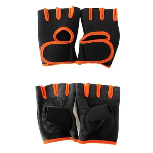 Produktbild: PACKOVE 1paar Atmungsaktive Halbfinger Fitnesshandschuhe Für Radfahren Und Gewichtheben rutschfeste Trainingshandschuhe XL Orange Gelb Für Sport Und Fitness