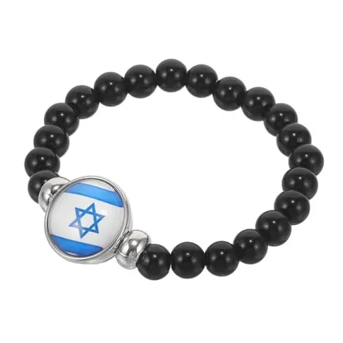 Produktbild: PACKOVE israelisches Armband perlen set armbänder armband mit perlen elastisches Perlenarmband Armreif mit israelischer Flagge Damenarmband Armband Perlen wild Schmuck Palästina Glas