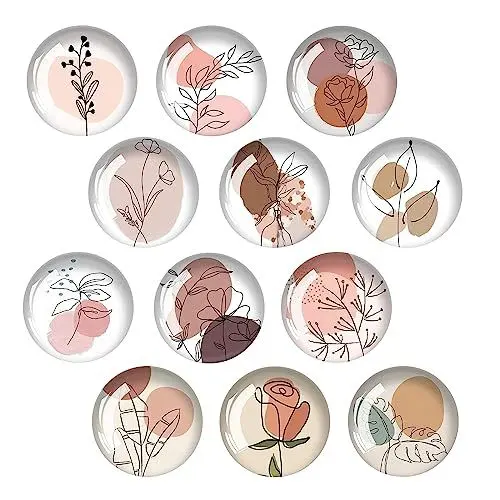 Produktbild: Packung mit 12 Magneten, Kunst-Kühlschrankmagneten, Blumenmuster, Niedliche Dekorative Glas-Cabochon-Klebemagnete, für Magnettafel, Küche, Kühlschrank, Büro, Geschenk für Kinder und Erwachsene
