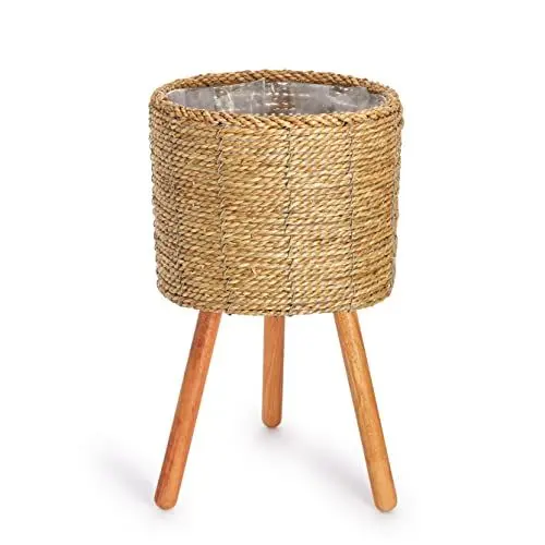 Produktbild: Paco Home Blumentopf Übertopf Natur Rattan Set mit Folieneinsatz Pflanzentopf Auslaufsicher Groß für Zimmerpflanzen, Farbe:Natur, Sets:2pcs Set/Design 10