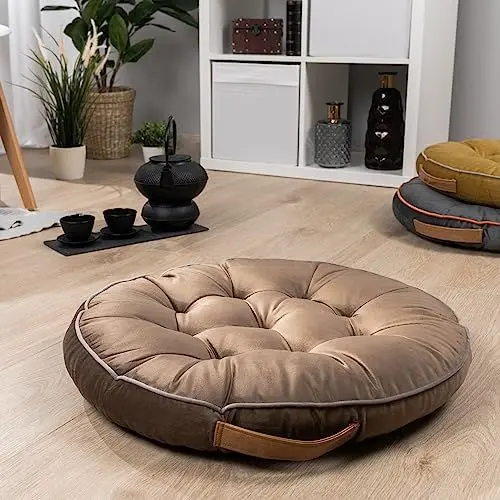 Produktbild: Paco Home Bodenkissen Boden Kissen Sitzkissen versch. Farben Innen Auflage Weich Dekorativ Rund Uni Yoga Meditation, Farbe:Braun, Größe:58x58x6cm