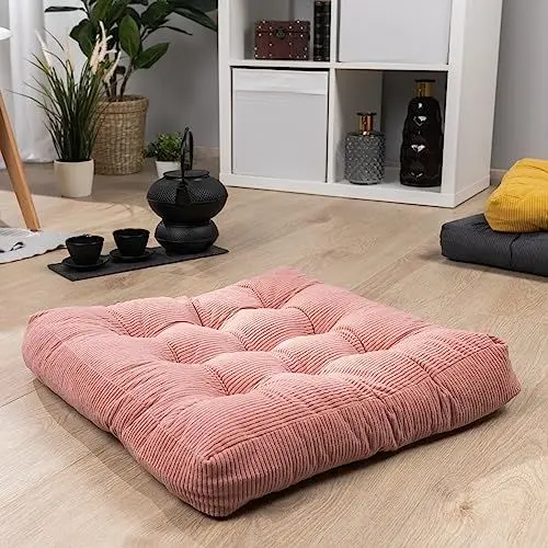 Produktbild: Paco Home Bodenkissen Boden Kissen Sitzkissen versch. Farben Innen Auflage Weich Dekorativ Rund Uni Yoga Meditation, Farbe:Pink, Größe:50x50x8cm