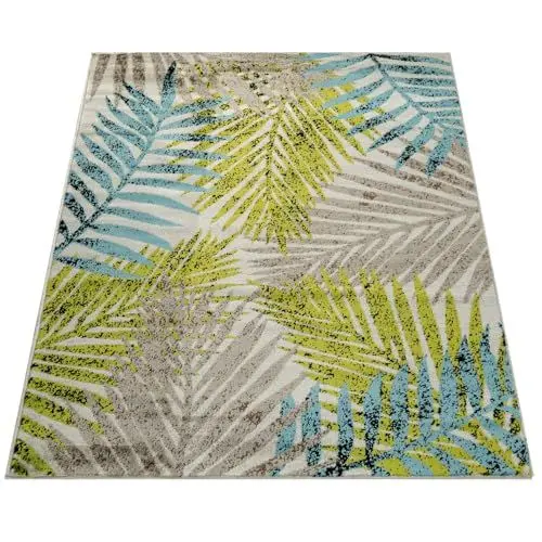 Produktbild: Paco Home Designer Teppich Wohnzimmer Urban Jungle Palmen Design Braun Beige Grün Blau, Grösse:60x100 cm