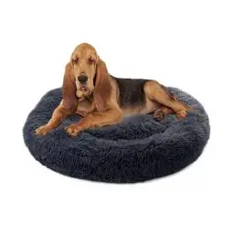 Produktbild: Paco Home Hundebett Katzenbett Flauschig Hundekissen Donut Hundedecke Hund Katze Hundekörbchen Katzenkorb Waschbar, Farbe:Anthrazit, Größe:Ø100 cm