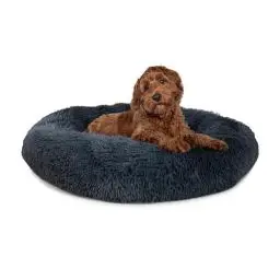 Produktbild: Paco Home Hundebett Katzenbett Flauschig Hundekissen Donut Hundedecke Hund Katze Hundekörbchen Katzenkorb Waschbar, Farbe:Anthrazit, Größe:Ø80 cm