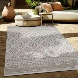Produktbild: Paco Home Outdoor Teppich Flachgewebe Modern Boho-Style wetterfest & UV-beständig Ideal für Terrasse Balkon Wohnzimmer & Küche, Grösse:80x150 cm, Farbe:Beige 2