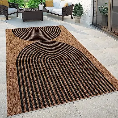 Produktbild: Paco Home In- & Outdoor Teppich Flachgewebe mit Palmen- & Boho-Muster in Sisaloptik Modern langlebig, robust & wetterfest Ideal für Terrasse, Garten & Balkon, Grösse:160x220 cm, Farbe:Natur 4