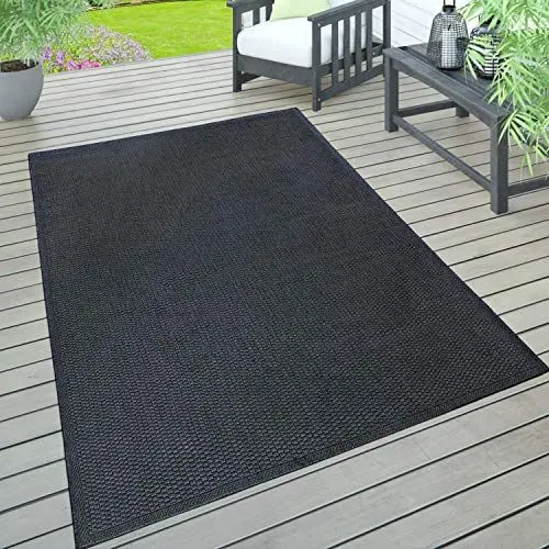 Produktbild: Paco Home In- & Outdoor Teppich wetterfest für Garten, Terrasse & Balkon flachgewebt in Moderner Sisaloptik einfarbig pflegeleicht & UV-beständig, Grösse:80x150 cm, Farbe:Navy-Blau