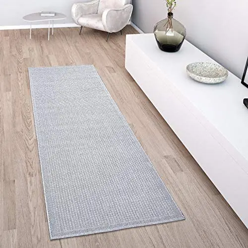 Produktbild: Paco Home In- & Outdoor Teppich wetterfest für Garten, Terrasse & Balkon flachgewebt in Moderner Sisaloptik einfarbig pflegeleicht & UV-beständig, Grösse:80x200 cm, Farbe:Grau
