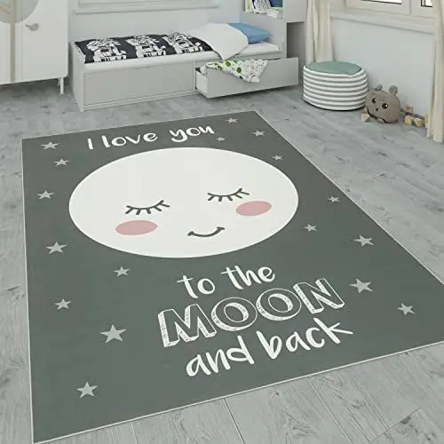 Produktbild: Paco Home Kinderteppich, Kinderzimmer Teppich m. Stern, Mond u. Karo Motiven, Grösse:160x230 cm, Farbe:Grau 2