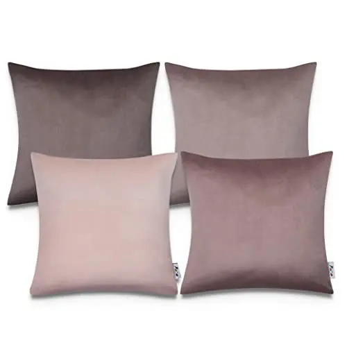 Produktbild: Paco Home Kissenbezug Kissen Sofa 4er Set Sofakissen Bezug Kissenhülle Deko Zierkissen Schlafzimmer Kordsamt Samt 45x45, Farbe:Rosa, Sets:4pcs-Set