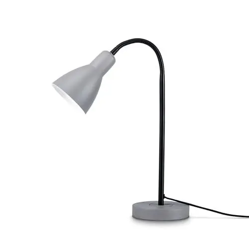Produktbild: Paco Home LED Lampe Tischleuchte Deko Tischlampe Schreibtischlampe Arbeitszimmer Büro Modern Höhenverstellbar Rund E27, Farbe:Schwarz 5, Leuchtenart___Farbe:Tischleuchte Grau