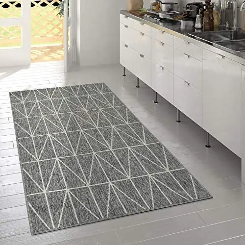 Produktbild: Paco Home Outdoor Teppich wetterfest Skandinavisch für Terrasse, Balkon & Garten pflegeleicht & robust Modernes Design Grau, Grösse:160x230 cm