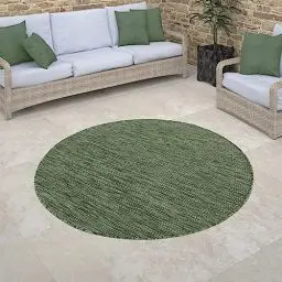 Produktbild: Paco Home Outdoor Teppich Rund Wohnzimmer Küchenteppich Balkon Wetterfest Moderne Geometrische Muster, Grösse:120 cm Rund, Farbe:Grün